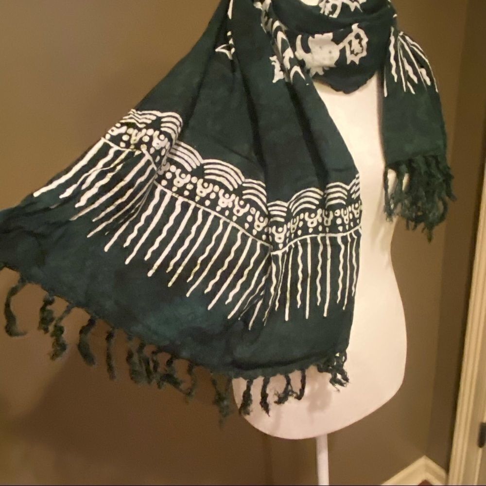 Pineapple Moon Deep Green Scarf 67”X21” - Picture 3 of 9